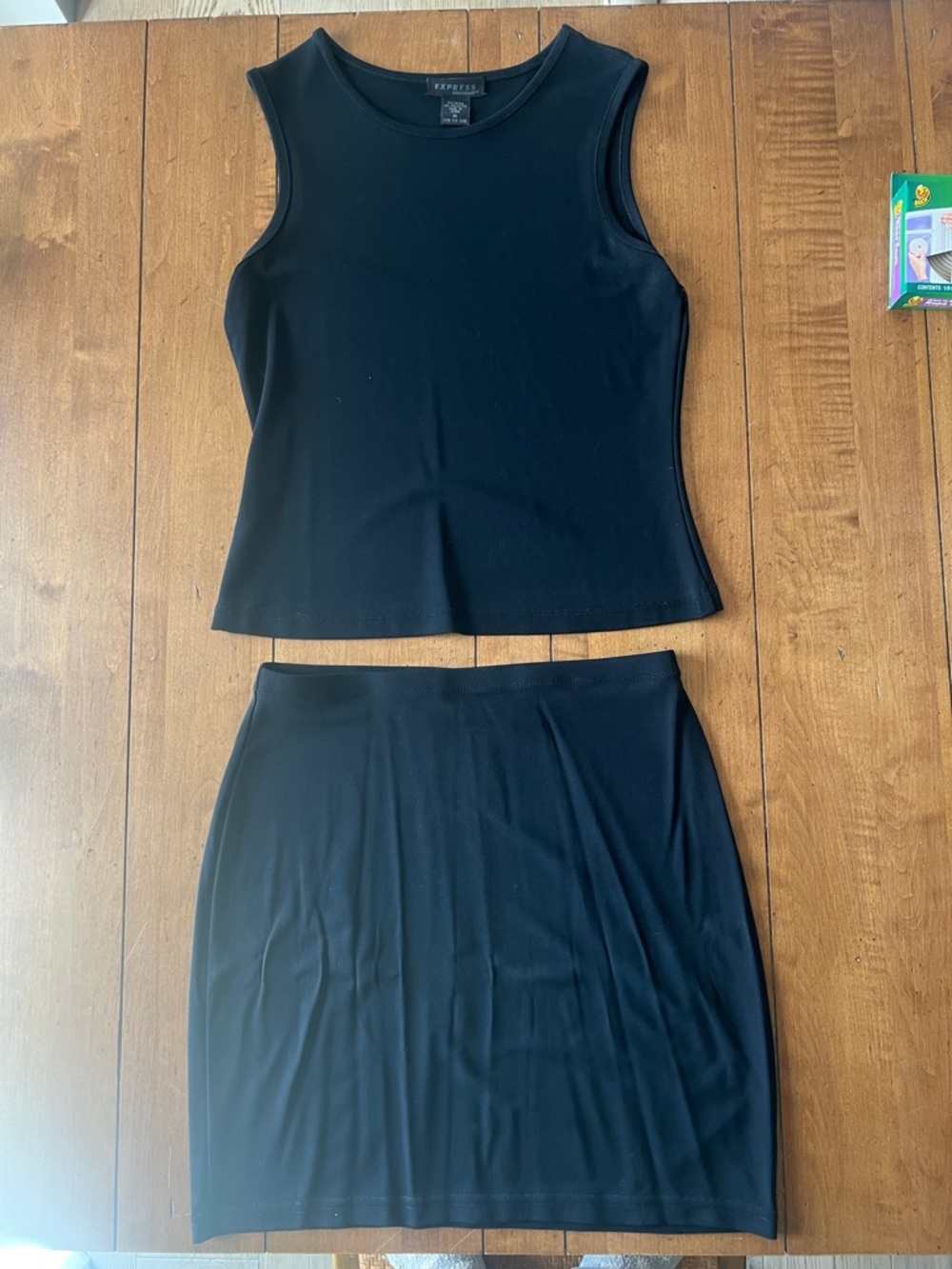 Express Women's Black Stretch Pencil Skirt and Sleeveless Top Set